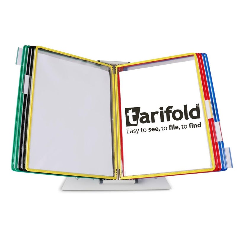 Tarifold Desktop Reference and Display System, 10 Double-Sided Pockets, Letter-Size, Assorted Pockets (D291) - Image 1